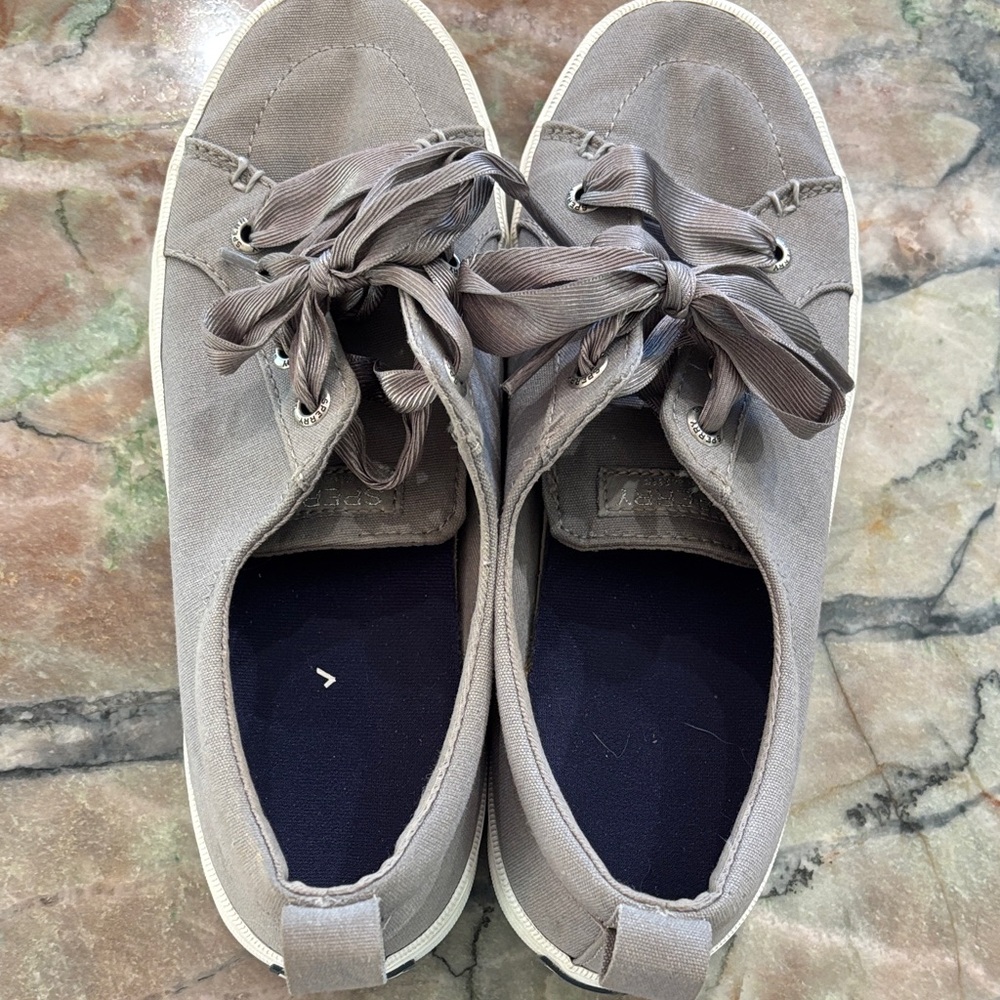 Sperry Women’s Grey Canvas Lace-Up Sneakers